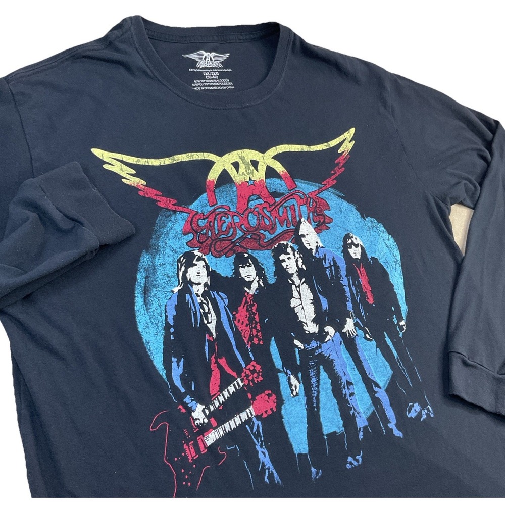 Aerosmith Rocks Tour 2017 Concert T-Shirt Mens 2XL Black Long Sleeve Band Tee